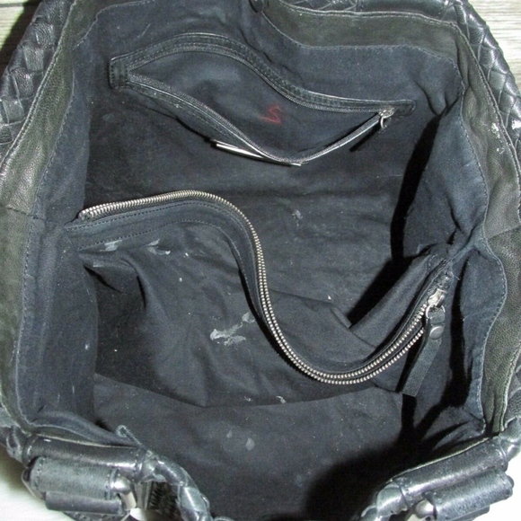Sondra Roberts Black Woven Braided Leather Tote